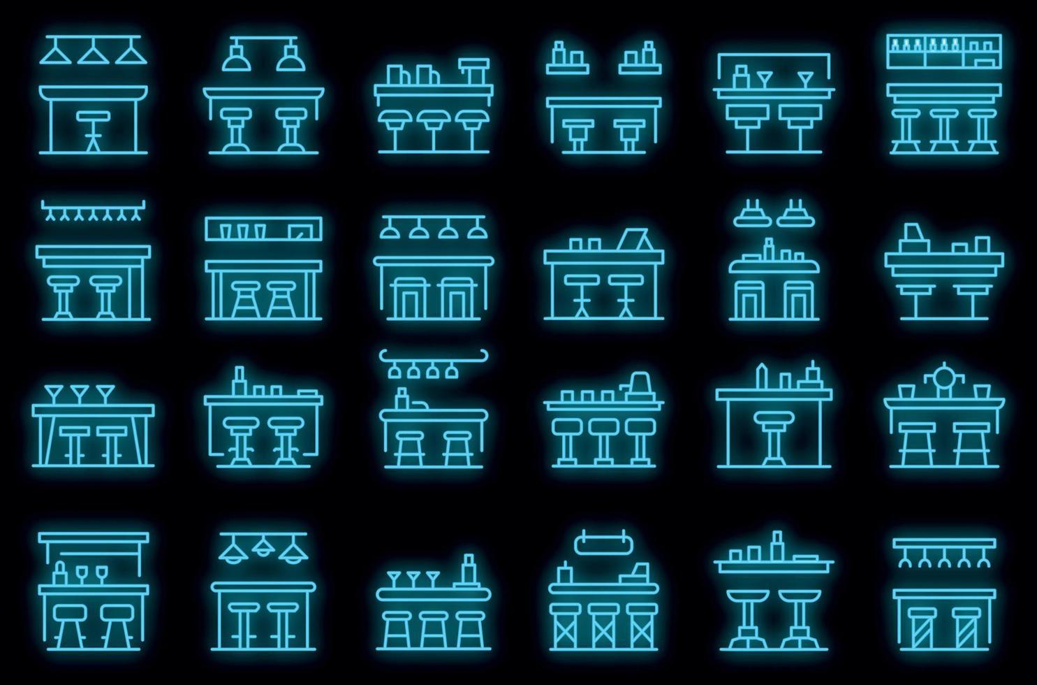 conjunto de iconos de barra de bar neón vectorial vector