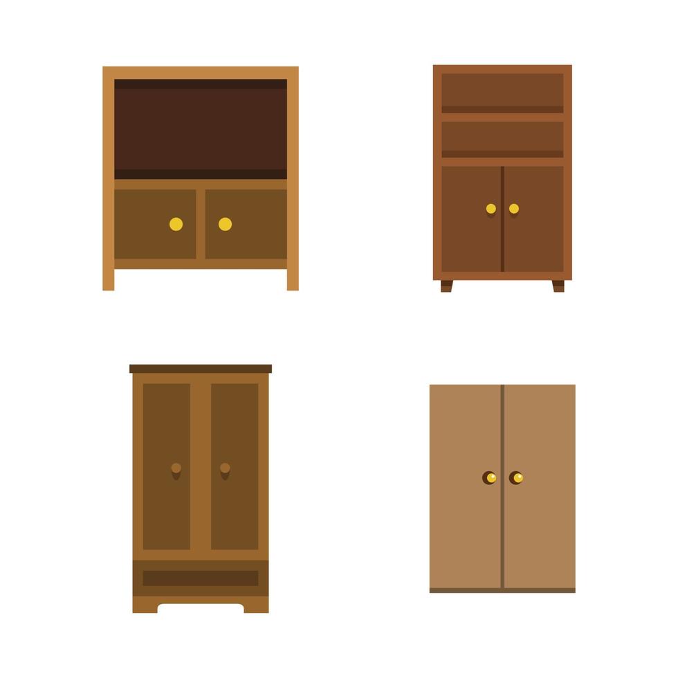 conjunto de iconos de armario, tipo plano vector