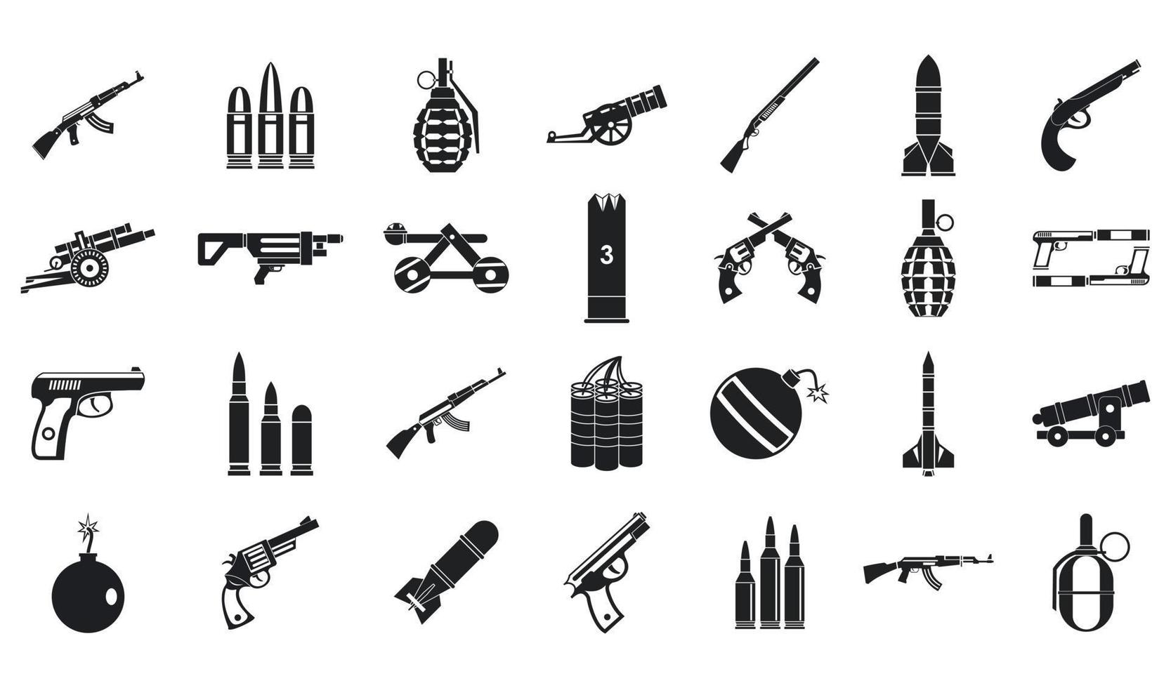 Weapons ammunition icon set, simple style vector