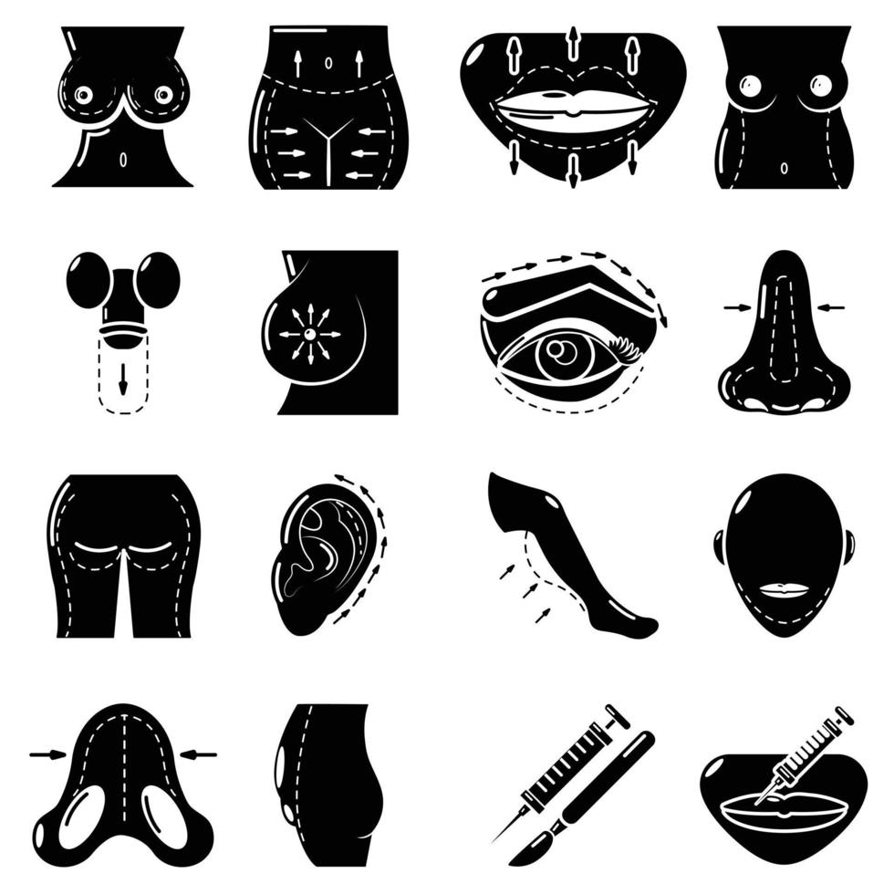 conjunto de iconos de partes del cuerpo, estilo simple vector