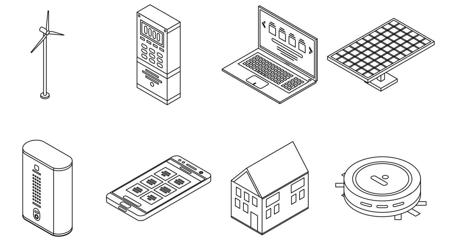 conjunto de iconos de casa autónoma contorno vectorial vector
