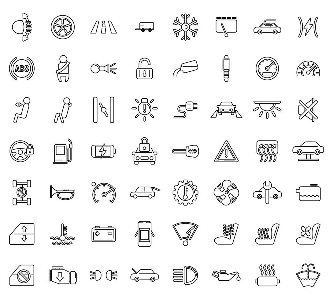 Car dashboard icons set outline vector. Car automobile vector