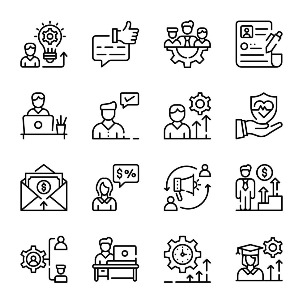 paquete de iconos lineales de negocios de moda vector