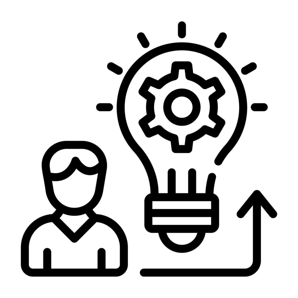 Bulb and cog, linear icon of skill development vector