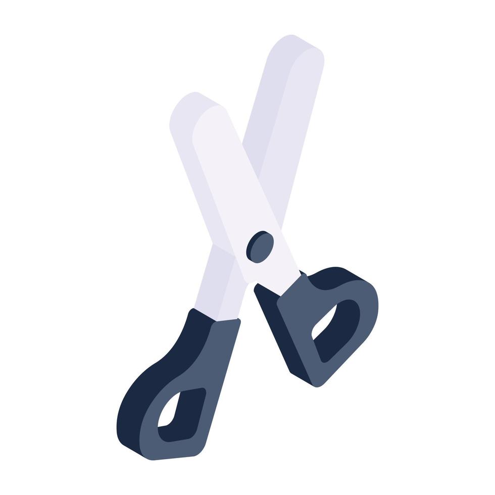 Isometric vector icon of scissors