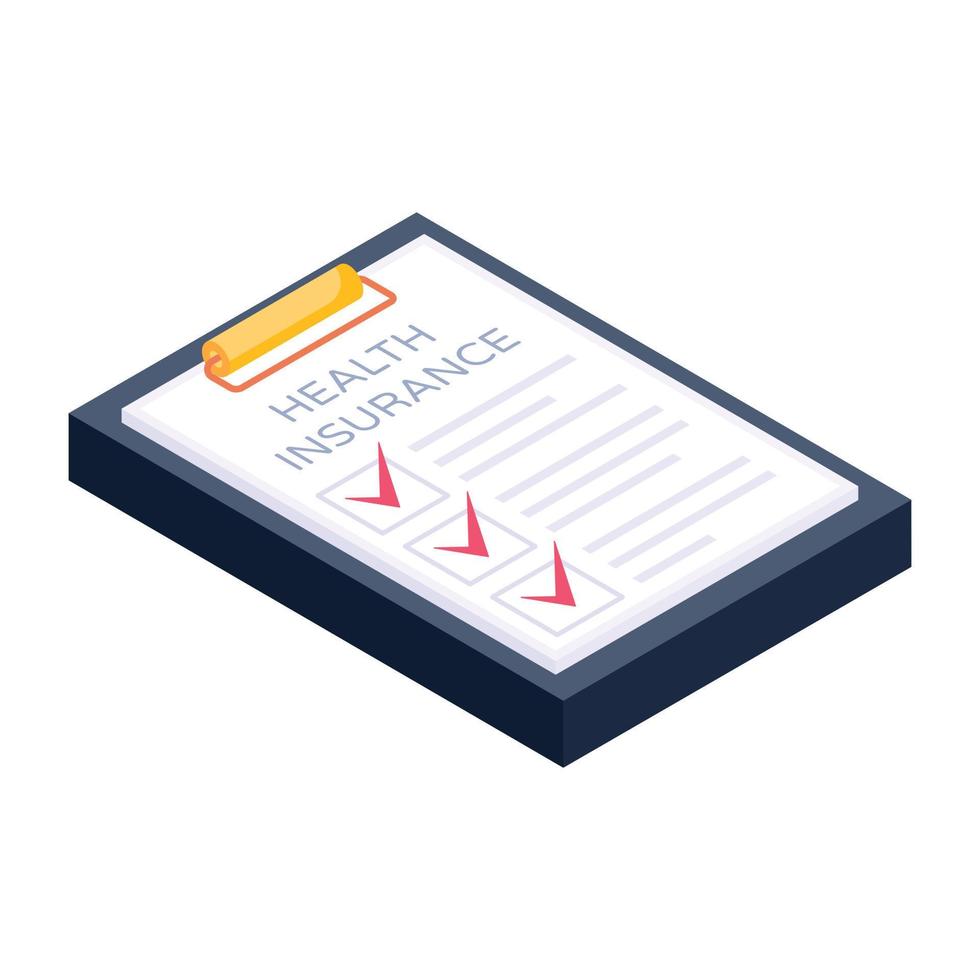 A customizable isometric icon of health insurance vector