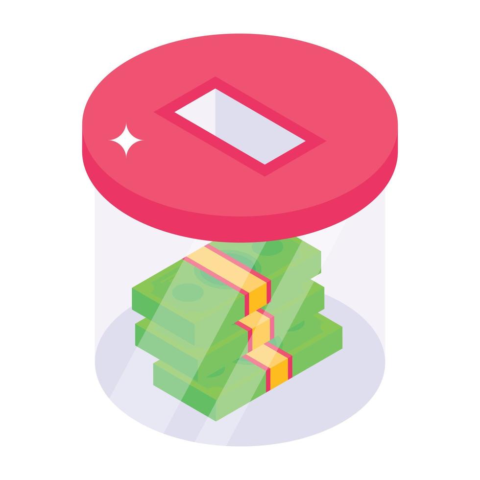An isometric icon of money collection vector