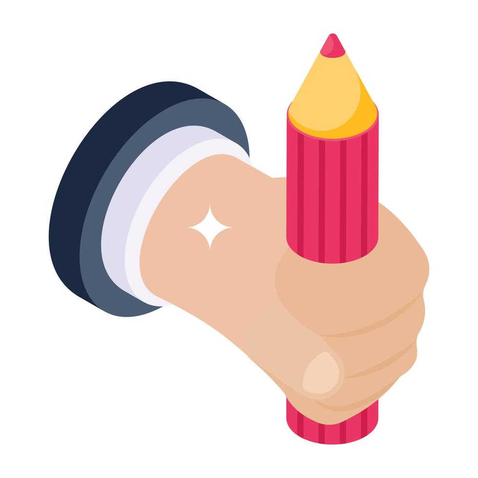 Premium icon of crayons, isometric style vector