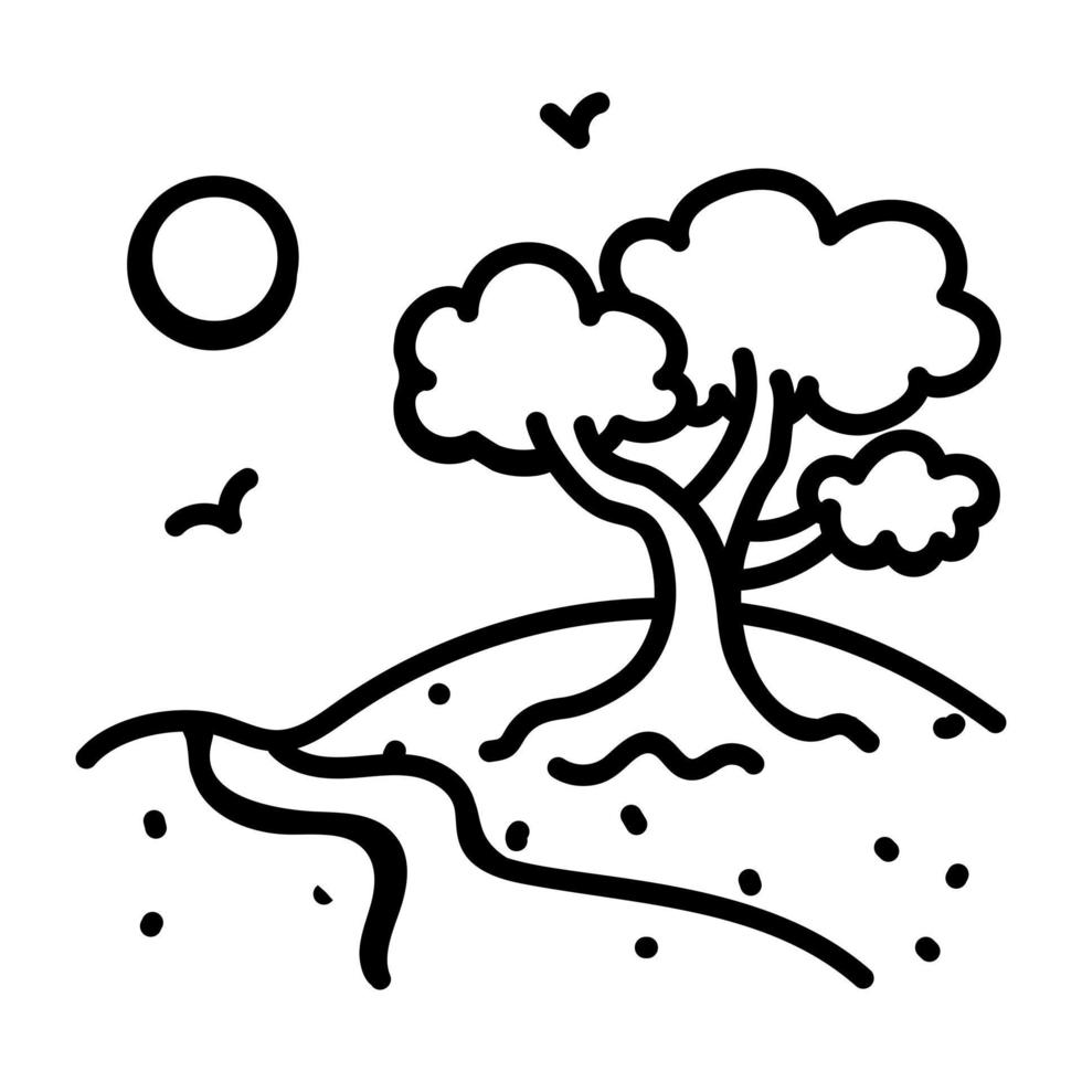 An icon of landscape doodle design vector
