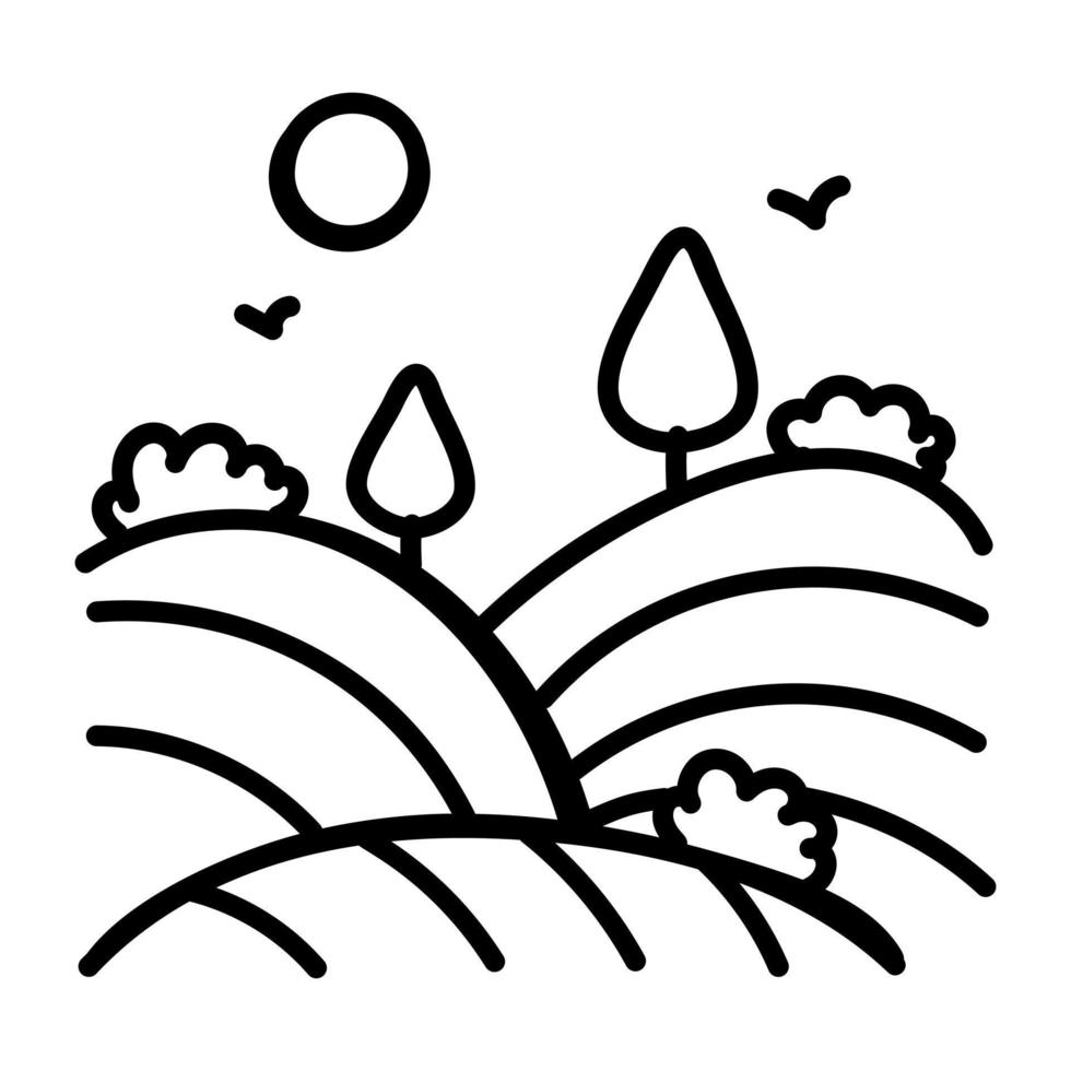 Trendy doodle icon of meadows vector