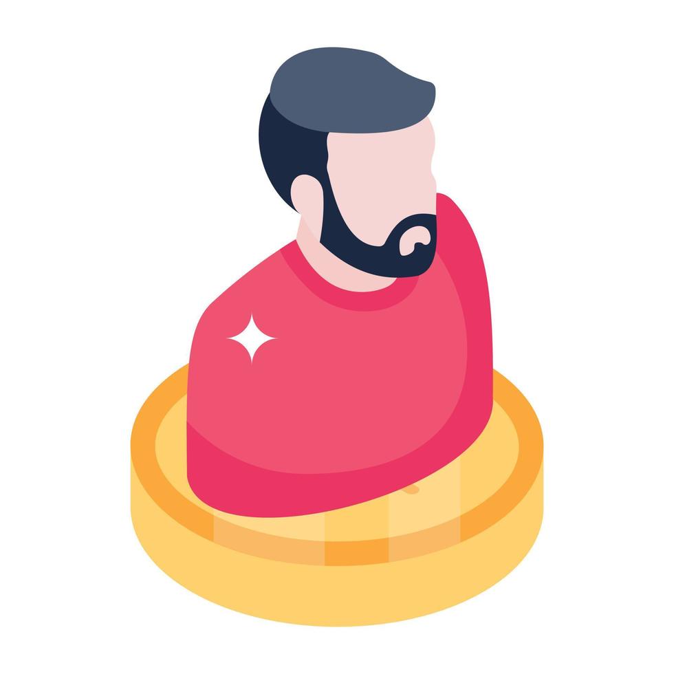Man with insurance money, isometric icon vector