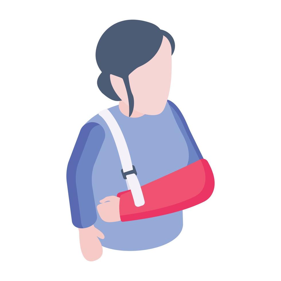 An isometric icon of hand injury vector