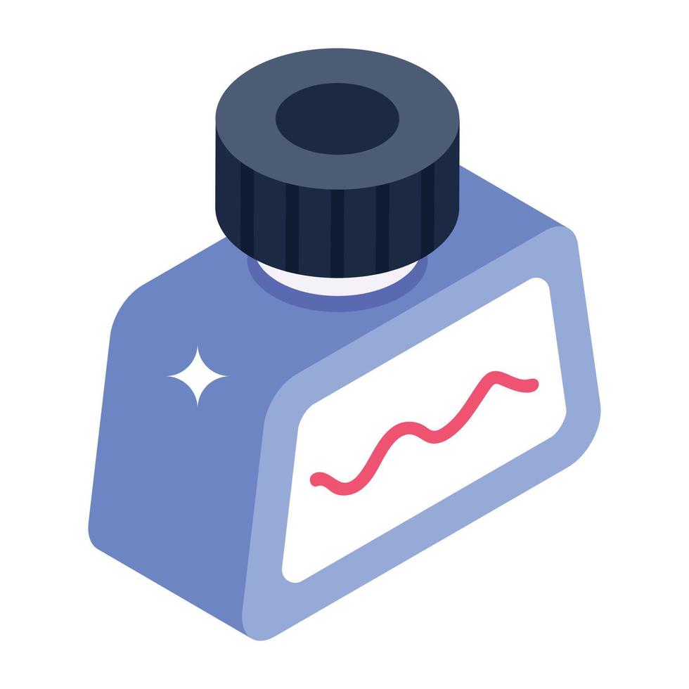 A customizable isometric icon of ink vector