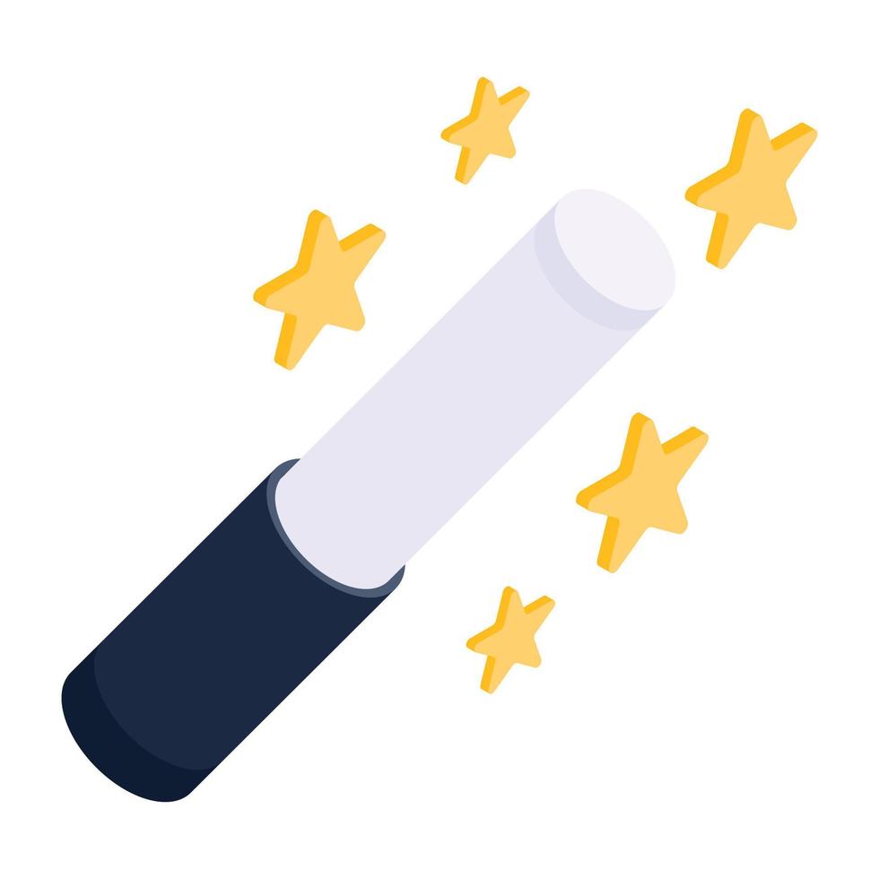 An attractive isometric icon of magic wand vector