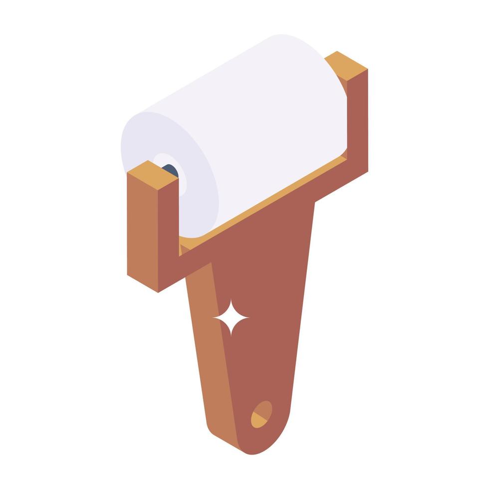 Paint roller isometric icon, editable design vector