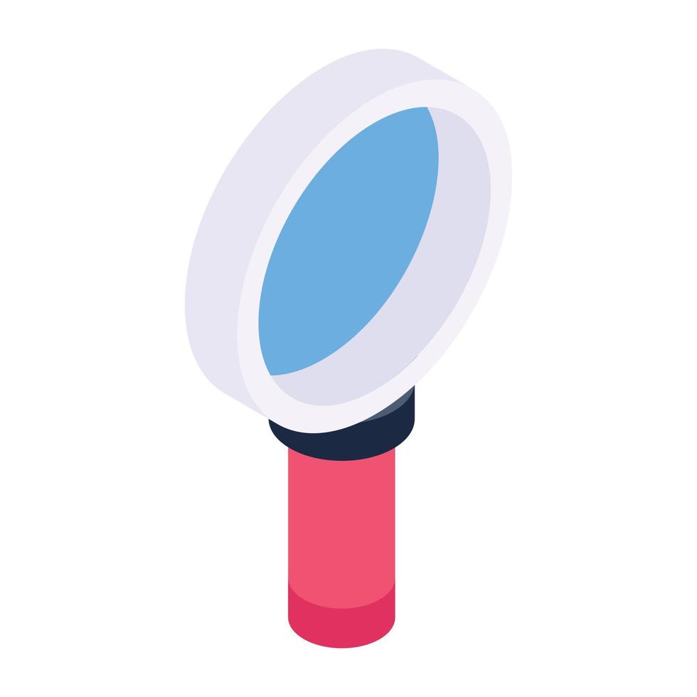 A customizable isometric icon of magnifier vector