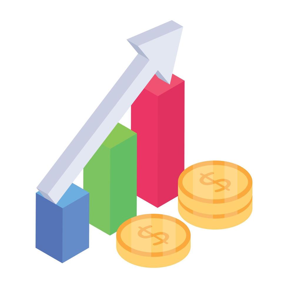 Financial growth isometric icon, editable design vector