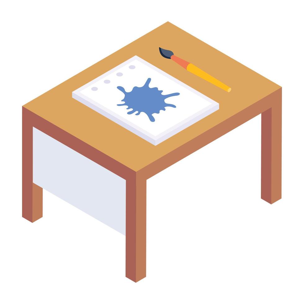 Painting table isometric icon with scalability vector