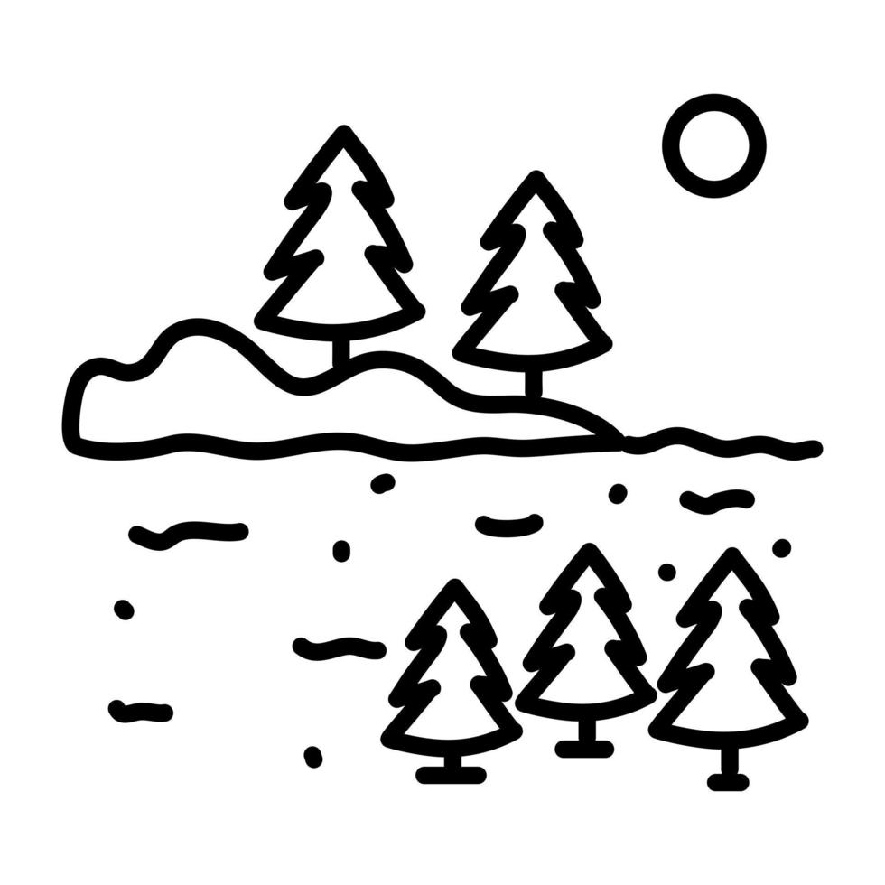 icono de bosque moderno en diseño dibujado a mano vector