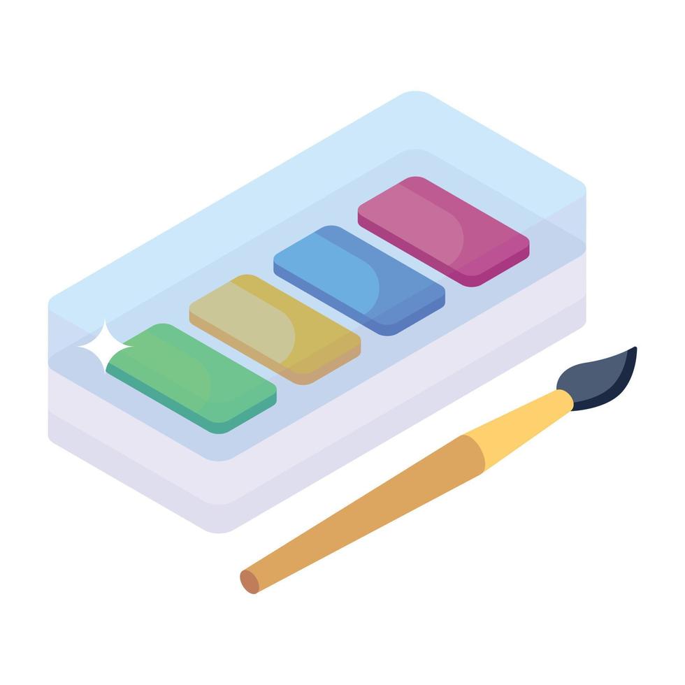 Trendy isometric icon of watercolor plate vector