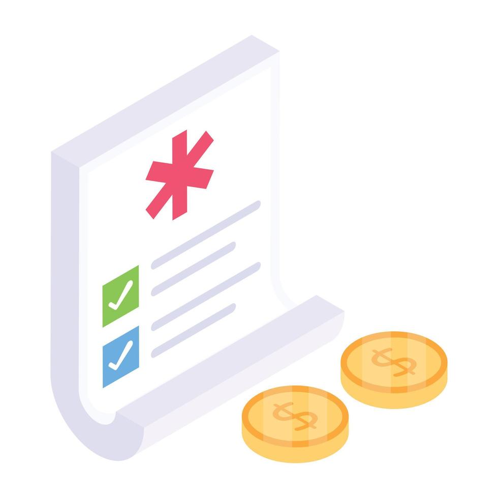 A trendy isometric icon of medical insurance vector