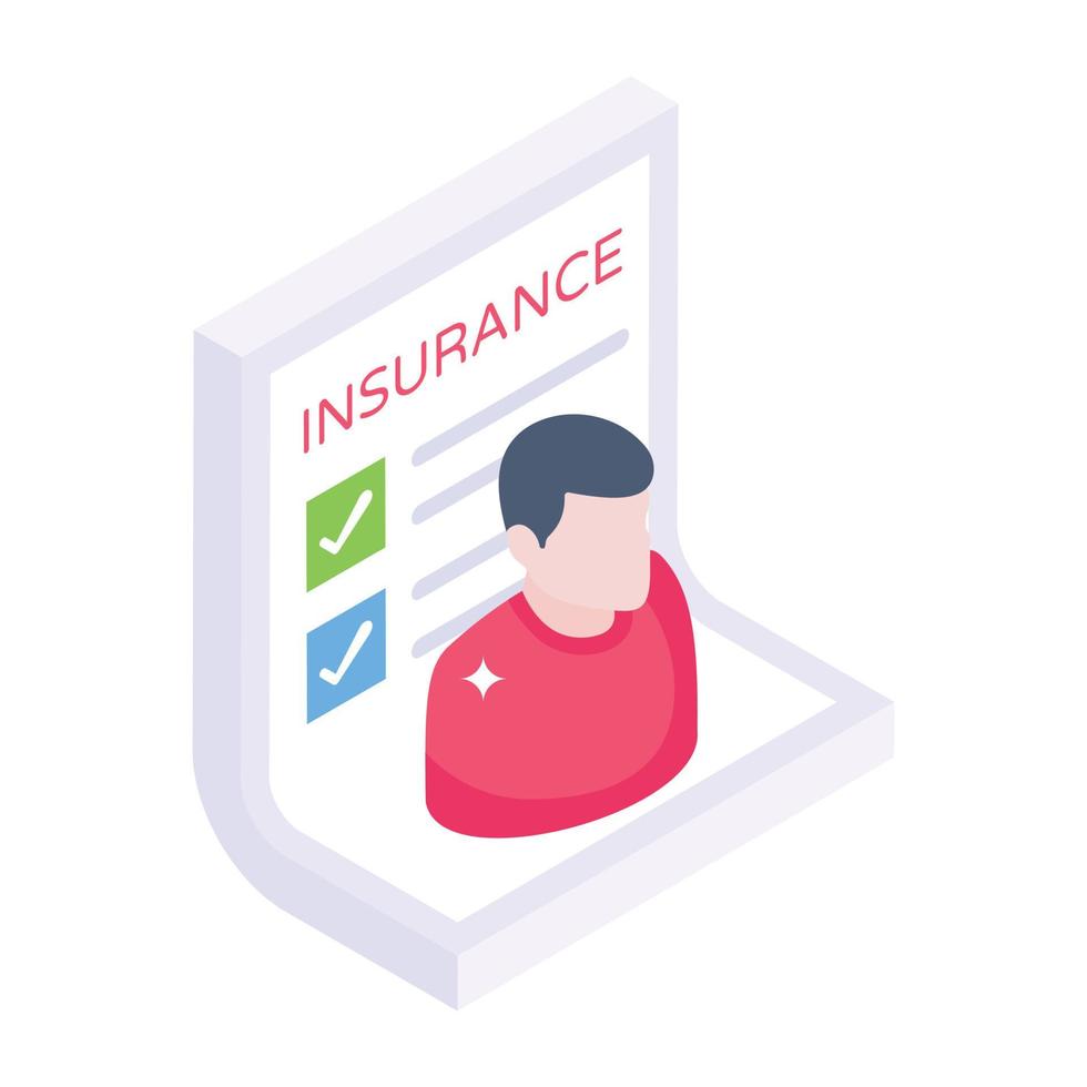 A customizable isometric icon of insurance rules vector