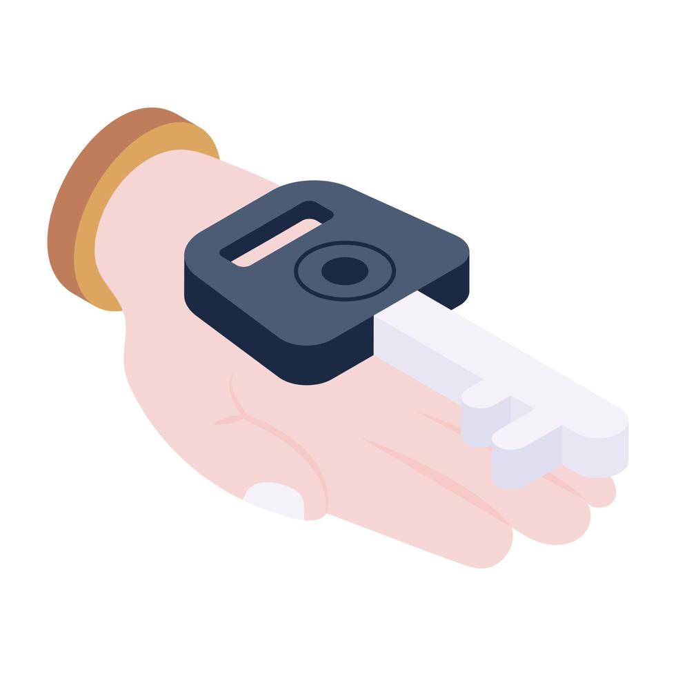 Modern isometric icon of key insurance vector