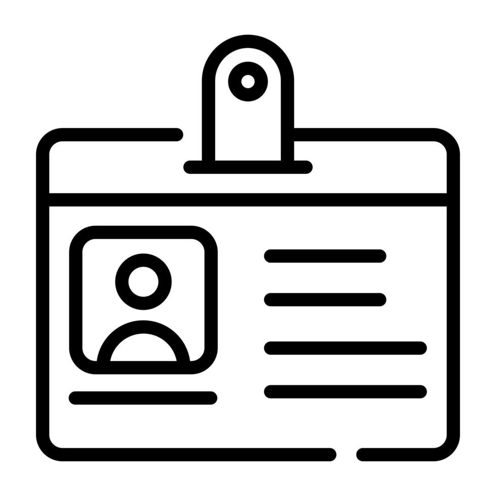 Employees entry pass, linear icon of ID vector