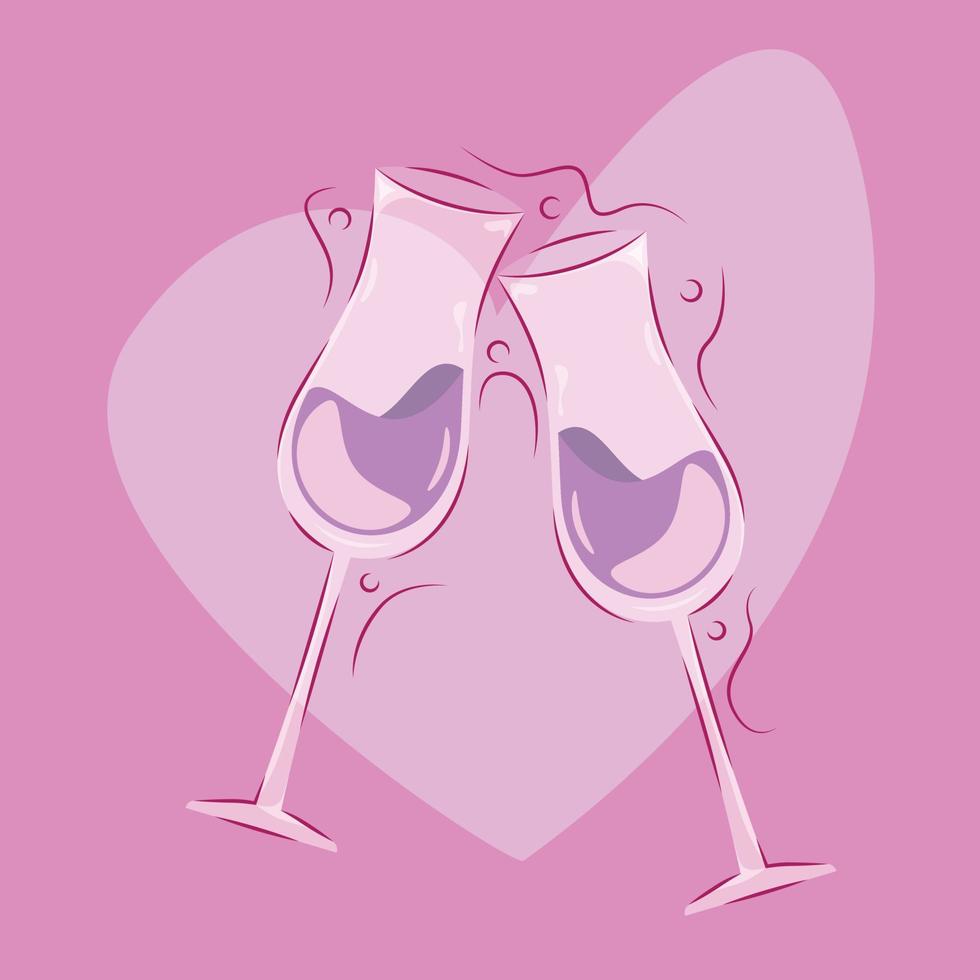 Wedding Element Couple Wine Champagne Vector