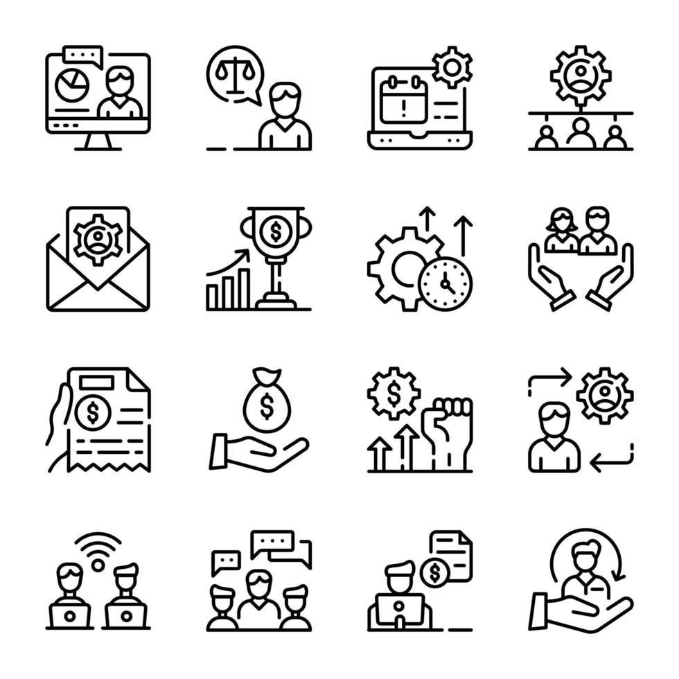 Unique Resource Development Linear Icons vector