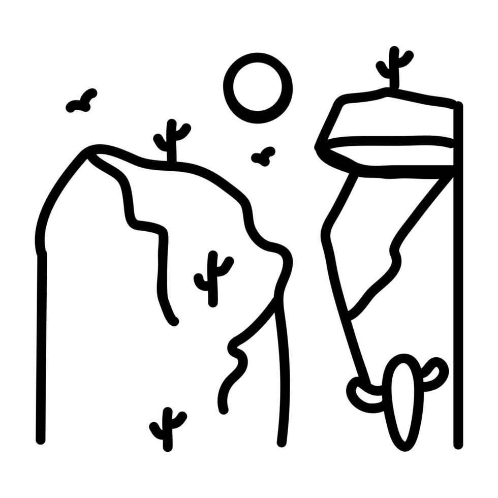 A doodle icon of a dry land vector