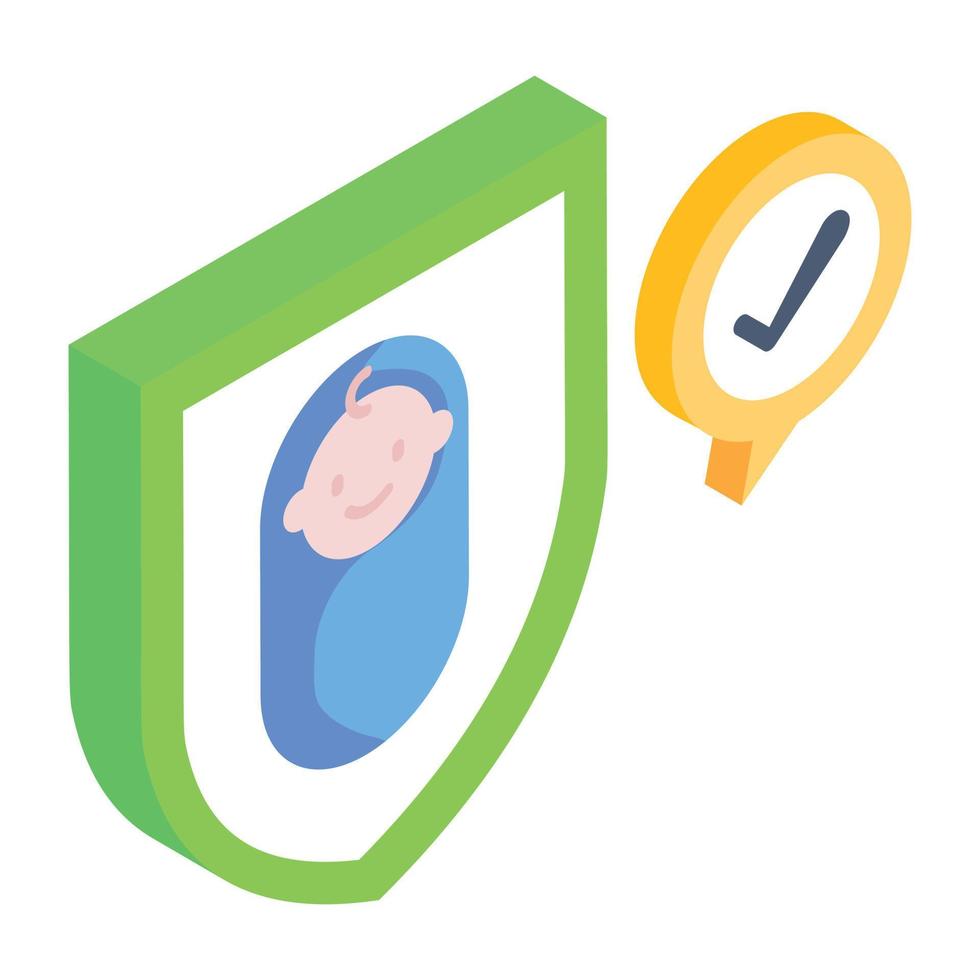 An editable isometric icon of child insurance vector