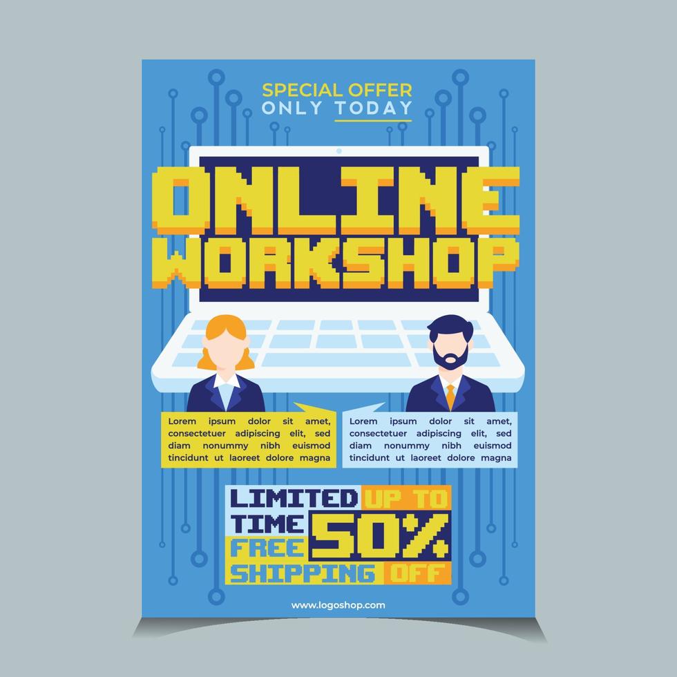 Online Workshop Poster Template vector