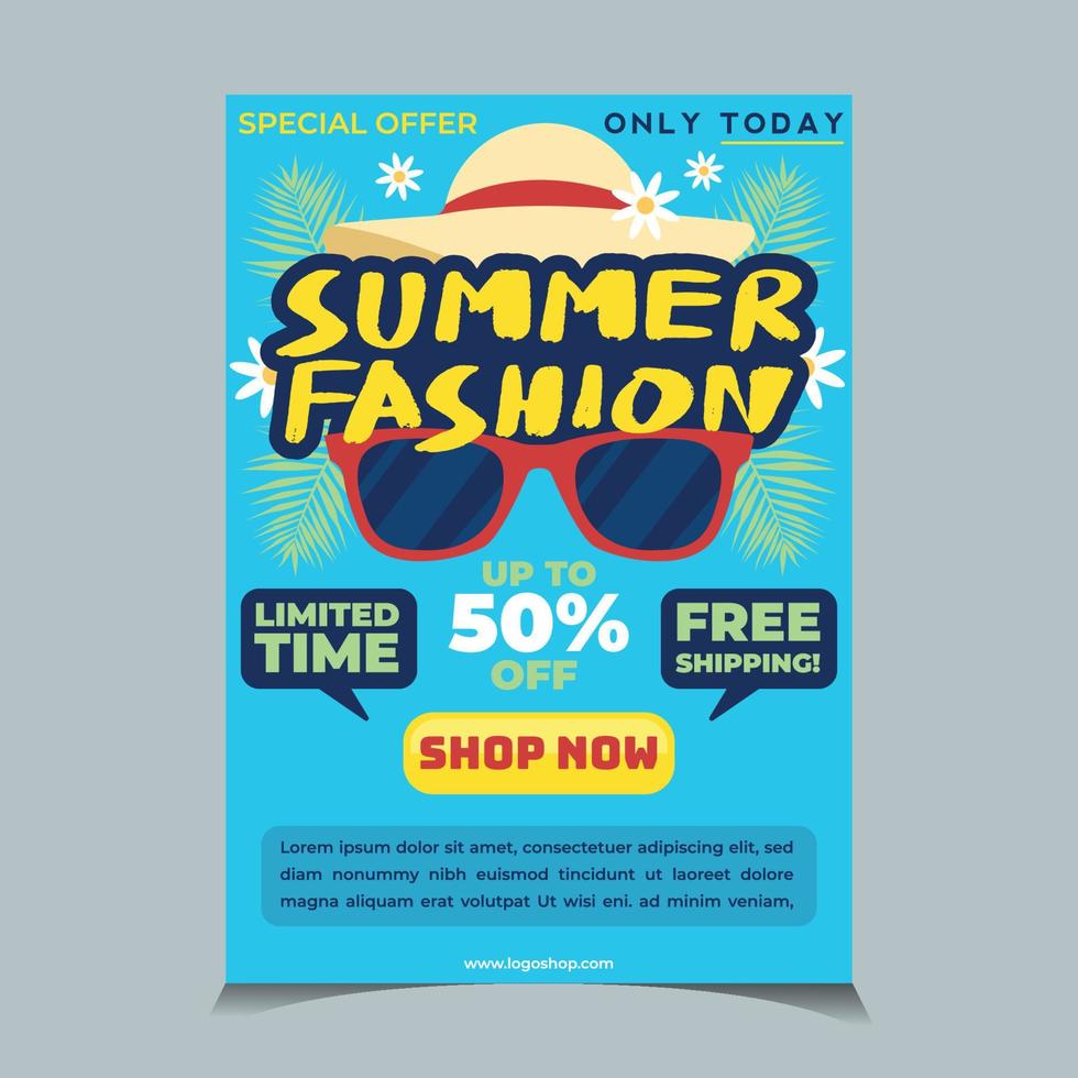 Summer Fashion Poster Template vector