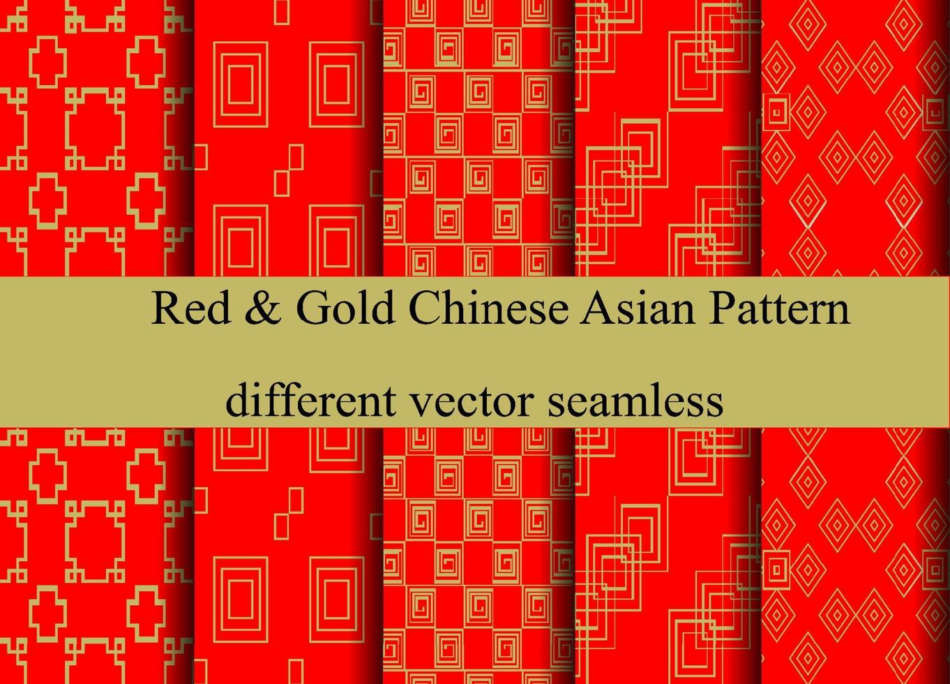 Tradición oriental roja y dorada patrones geométricos diferentes vectoriales sin fisuras. la textura sin fin puede usarse para papel tapiz, rellenos de patrón, fondo de elemento de estilo asiático, texturas superficiales vector