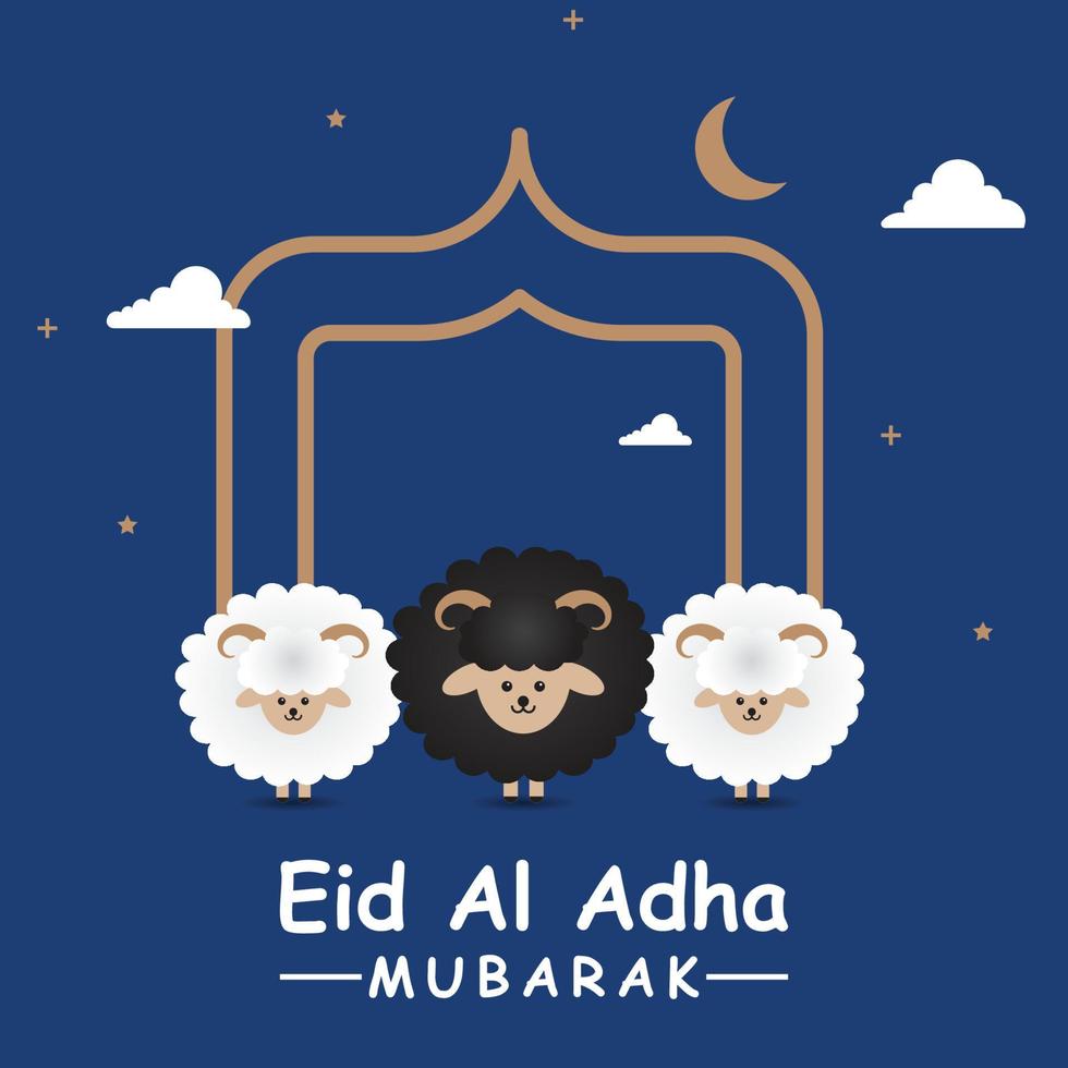 happy eid al Adha illustration with sheep vector