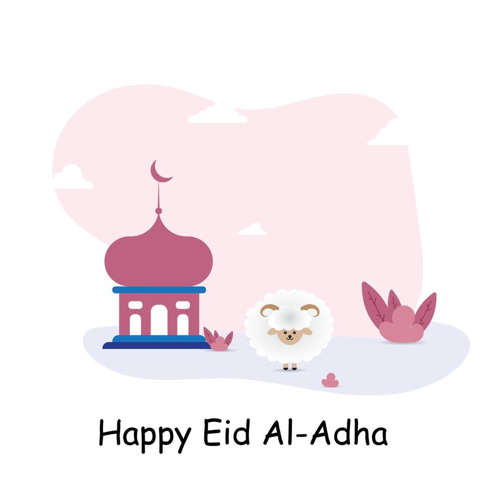 happy eid al Adha illustration with sheep vector