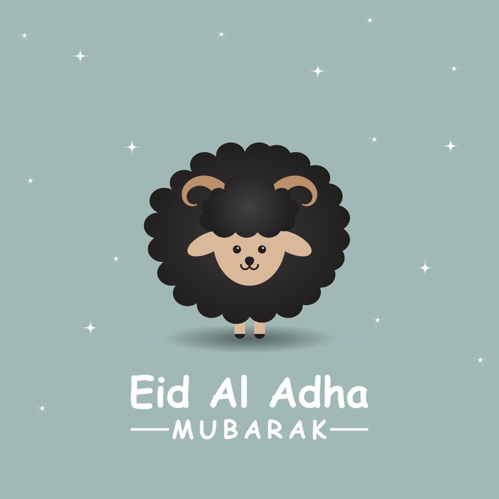 happy eid al Adha illustration with sheep vector