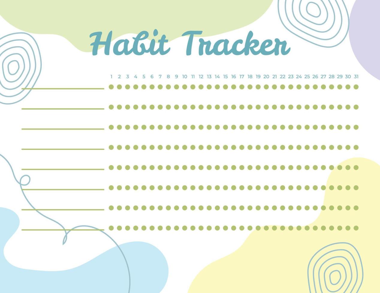 Habit Tracker. Monthly planner habit tracker template. vector