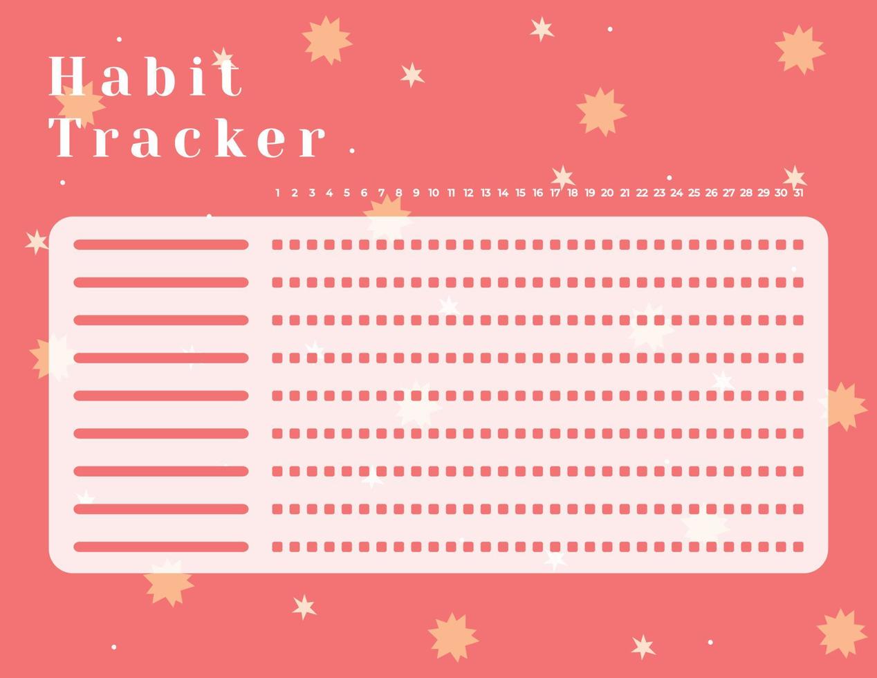 Habit Tracker. Monthly planner habit tracker template. vector