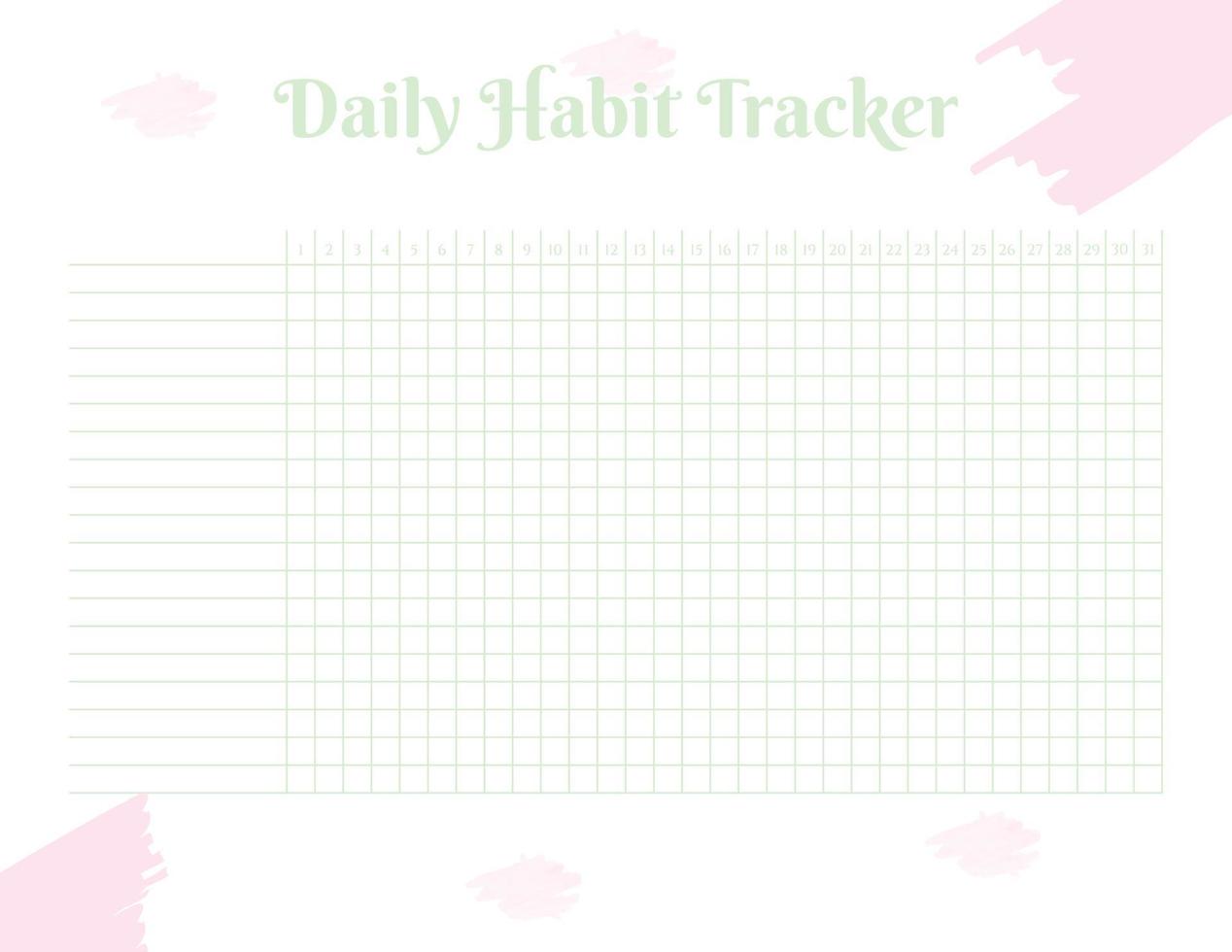 Habit Tracker. Monthly planner habit tracker template. vector