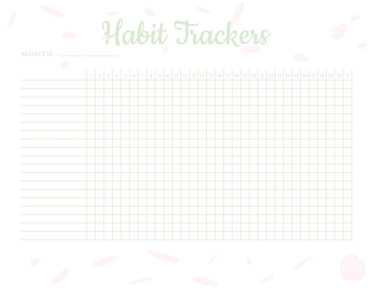 Habit Tracker. Monthly planner habit tracker template. vector