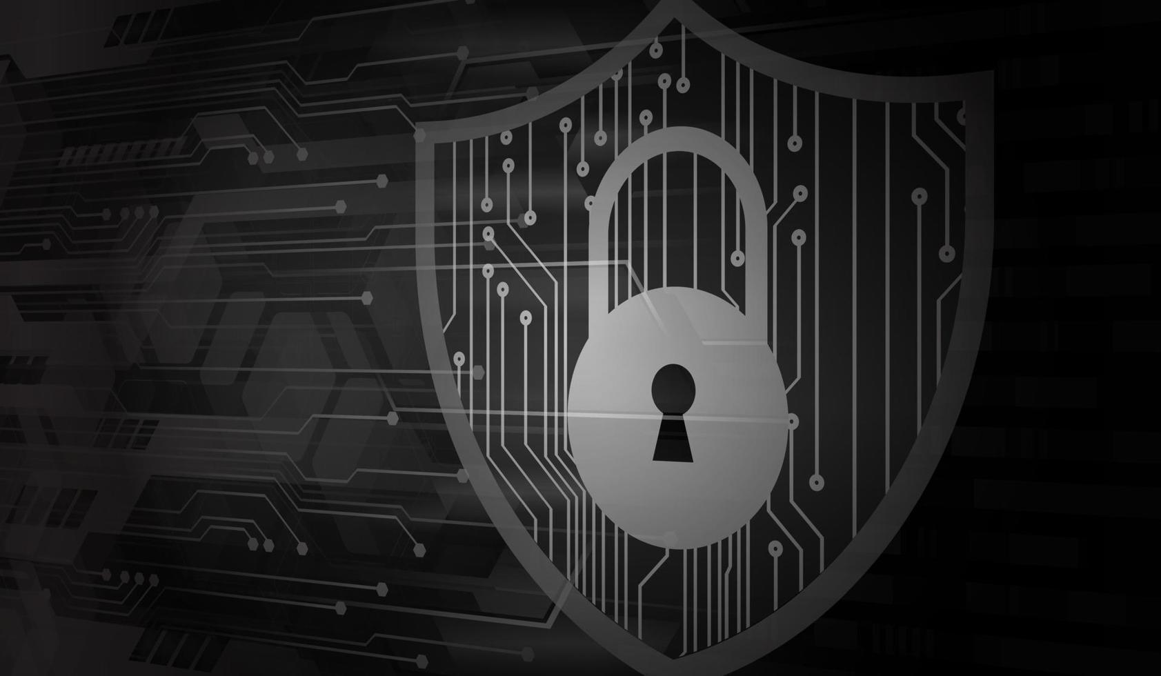Closed Padlock on digital background, cyber security vector
