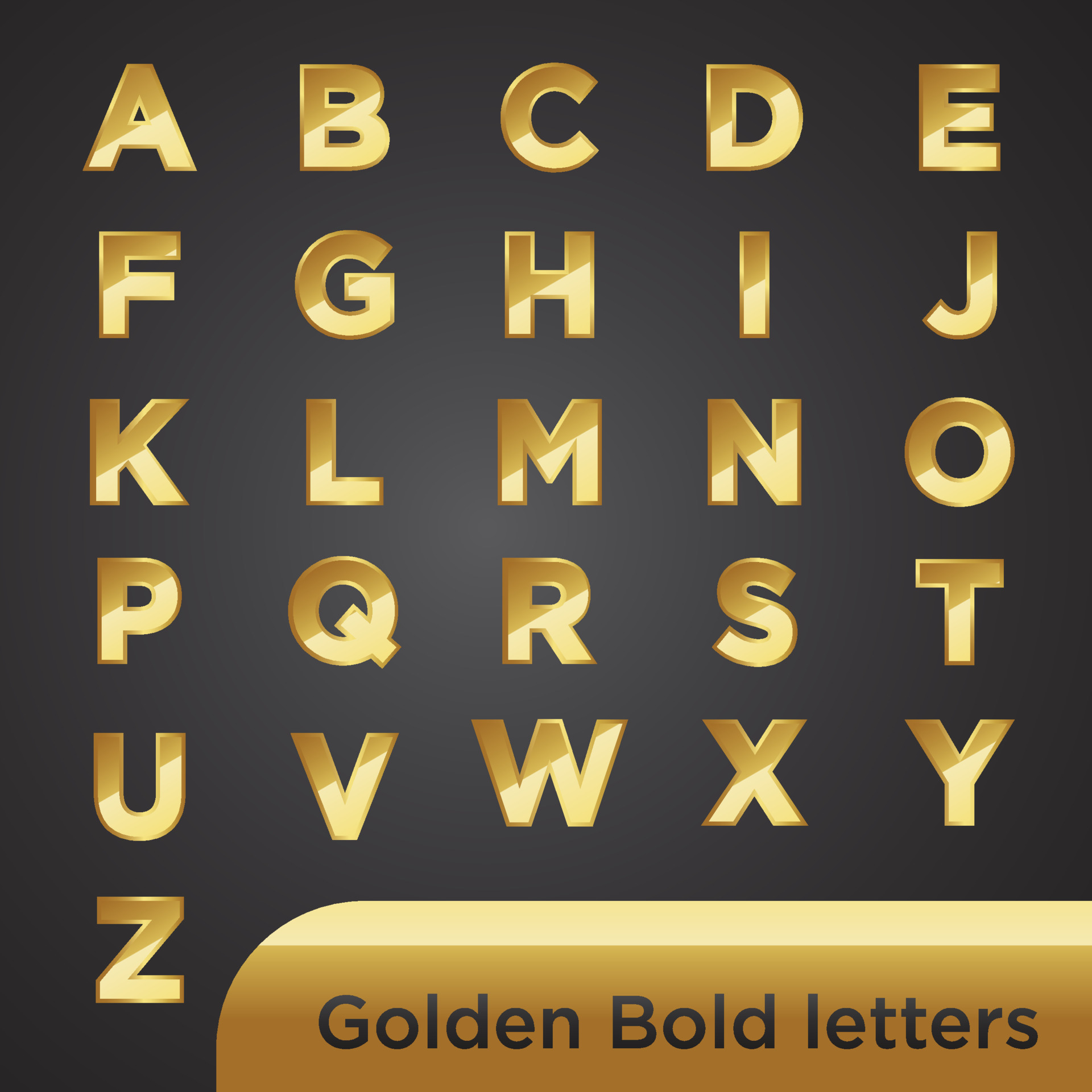 a to z gold letter golden fonts bold gold bar font type face best for