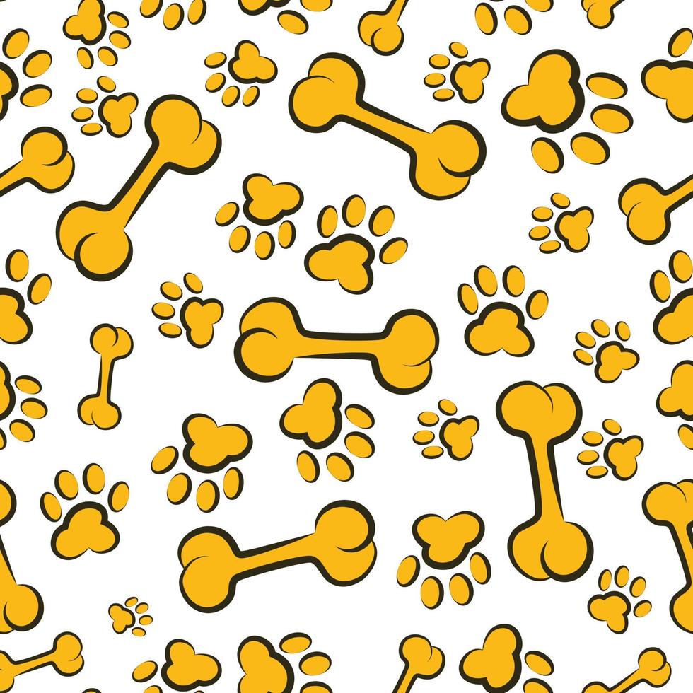 Dog Bones and paws Seamless pattern isolated white background vector