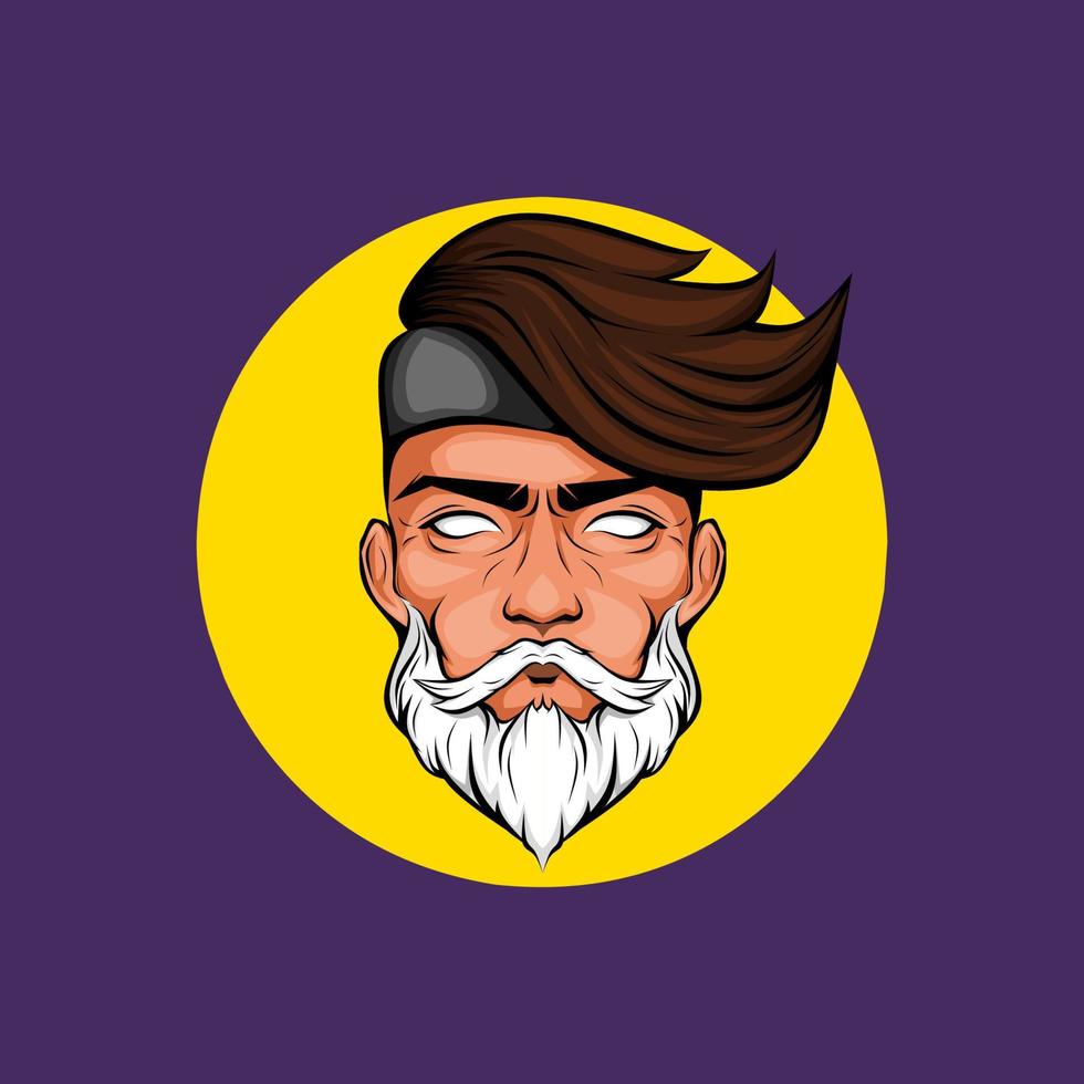 illustration of a man's face with a white beard vector