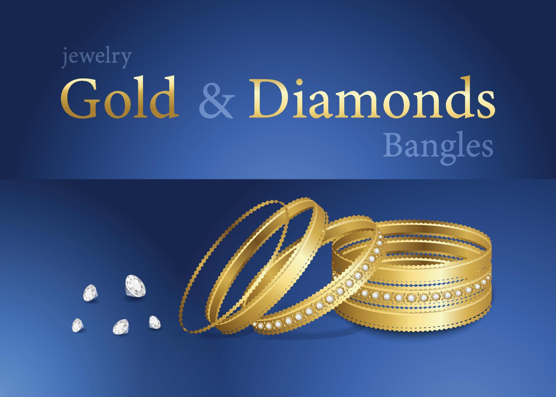 shiny gold and diamonds bangles on blue background fashion golden hand 