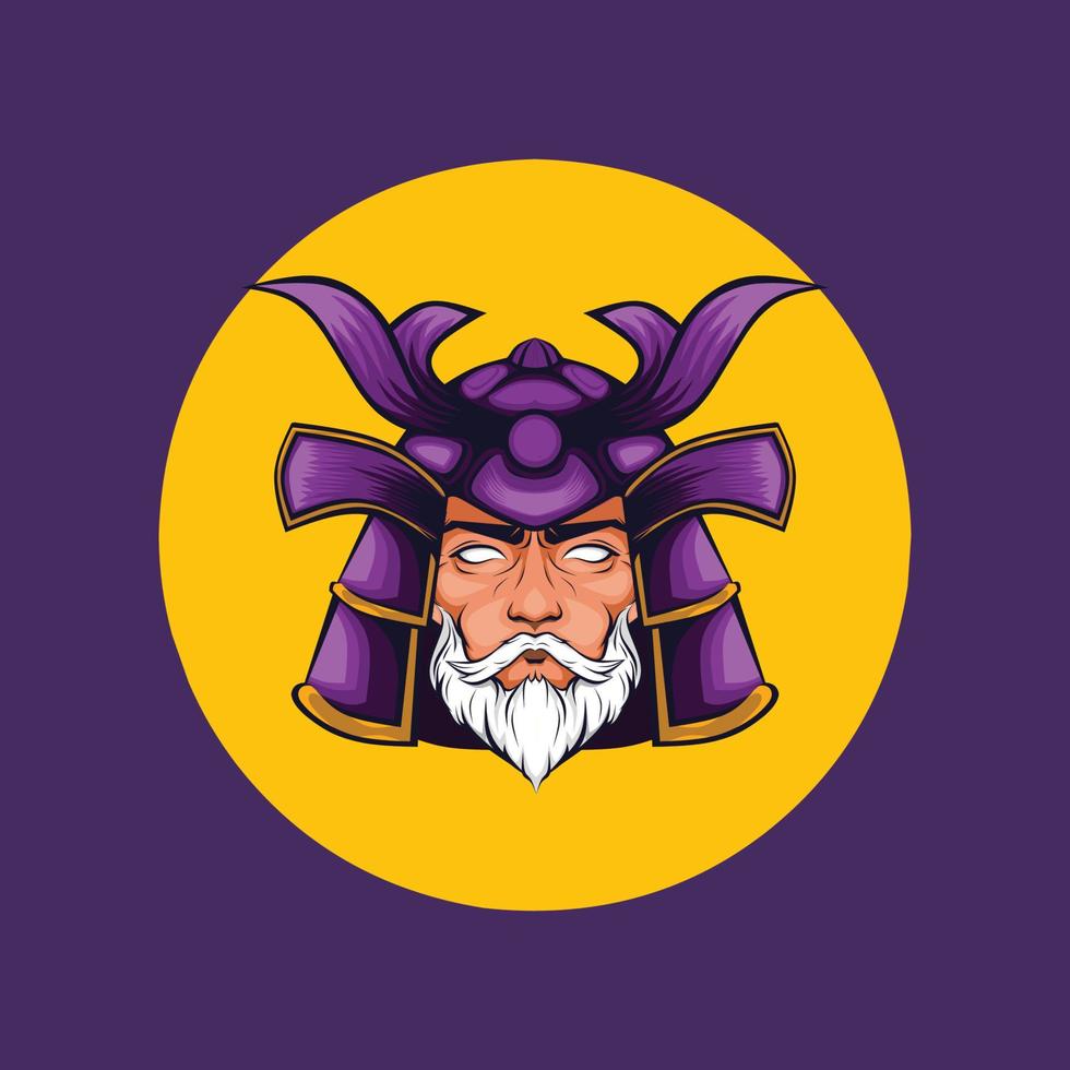 illustration of samurai with a purple face vector