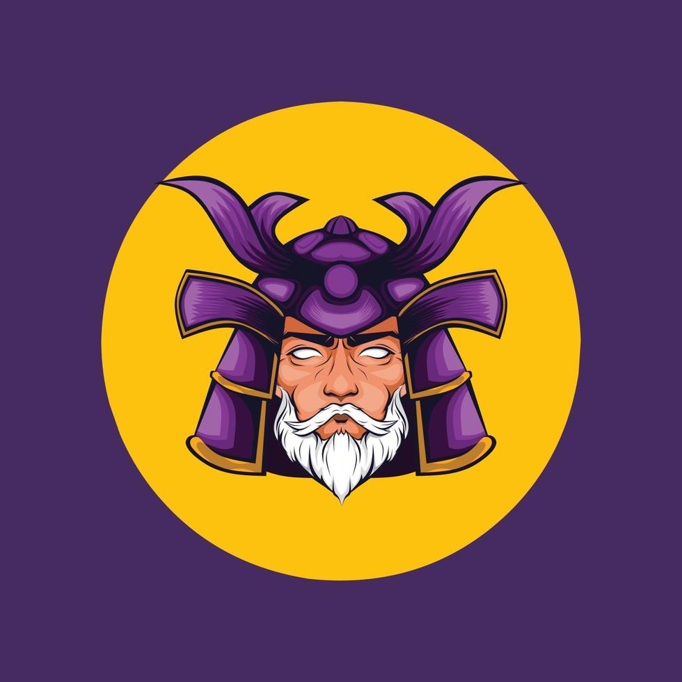 ilustración de samurai con una cara morada vector