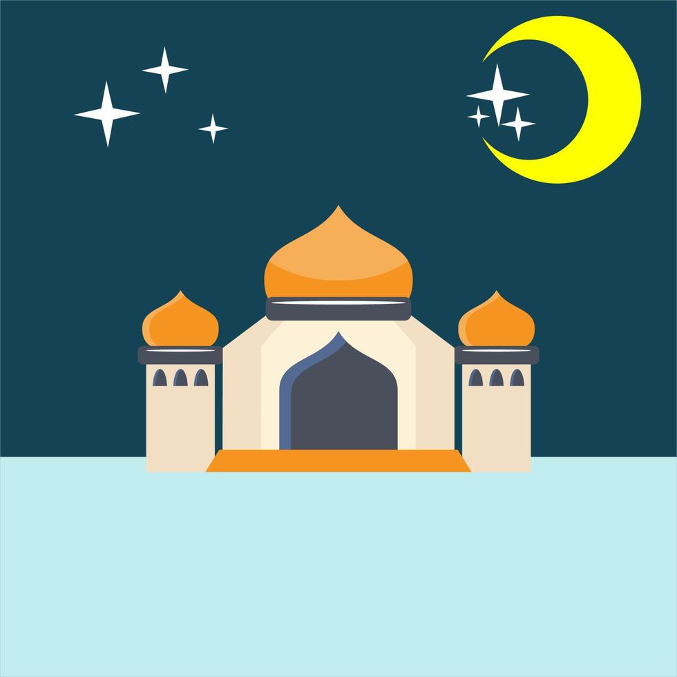 Islamic holiday greeting background template for social media. template with mosque at the night. vector